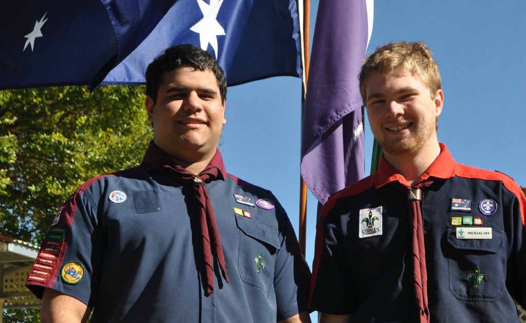 Matthew Osborne (left), who has received the Queen’s Scouts Award, with venturer leaders’ assistant Michael See. Matthew Osborne (left), who has received the Queen’s Scouts Award, with venturer leaders’ assistant Michael See.